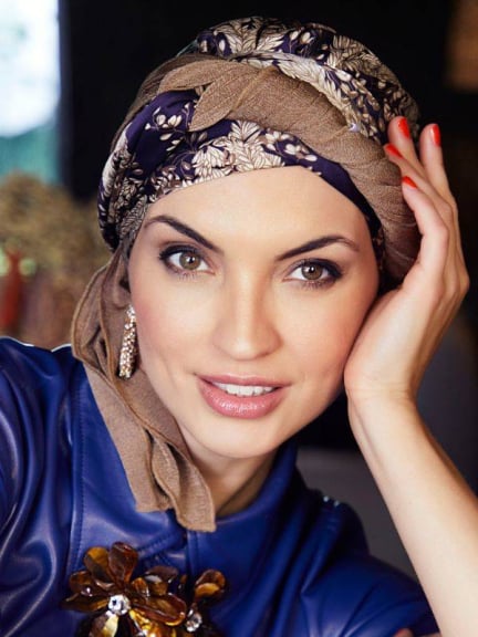 Tuch Boho Christine Headwear, befestigt auf der Boho-Mütze/dem Boho-Turban: leichtes Accessoire mit Druckknöpfen, ideal bei Alop