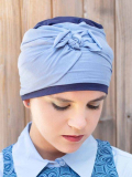 Turban Elsa MM Paris zweifarbig aus Bambusfaser, leicht, UV-Schutz und hypoallergen, diskreter und atmungsaktiver Komfort.
