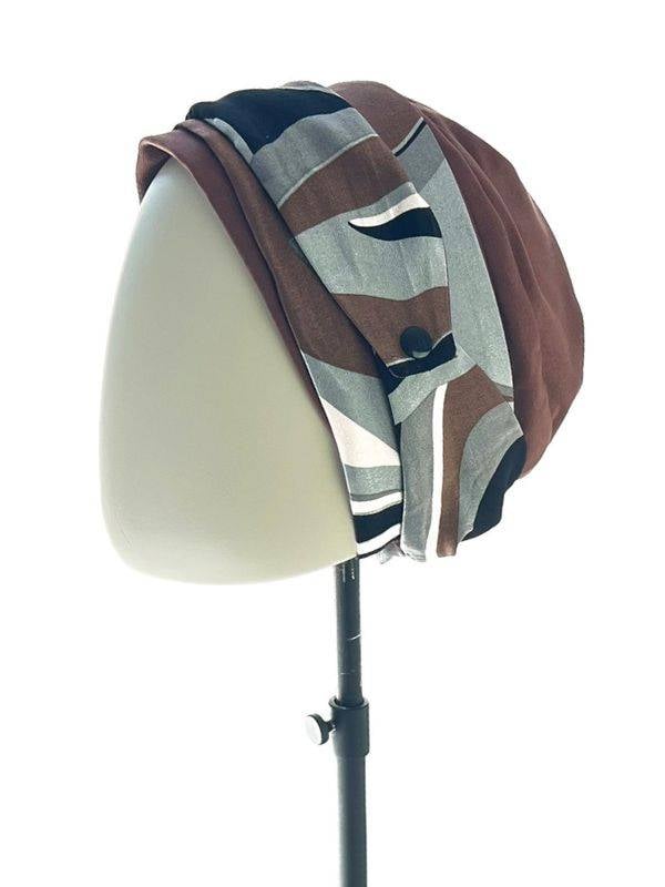 Set Maya — Turban-Mütze mit wendbarem Haarband (95% Viskose)
