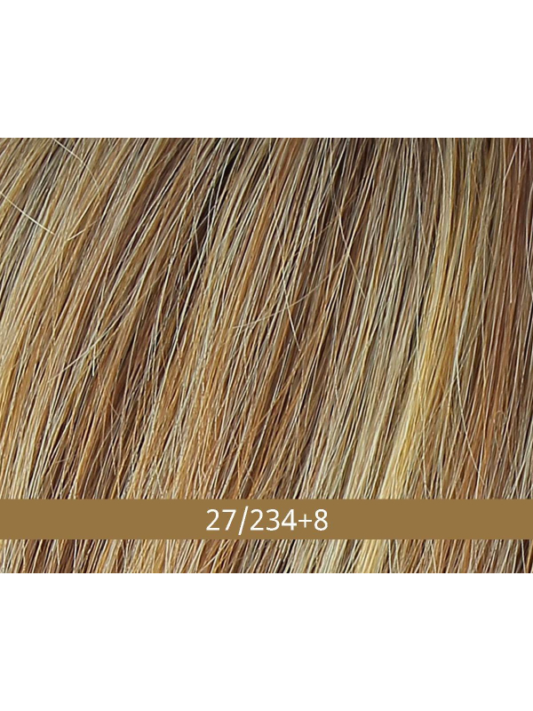 Perücke Duo Ava Lace Part Gisela Mayer: langer Stufenschnitt, seitliche Strähne, Mix aus 30% Remy-Haar und Thermofaser 120°C