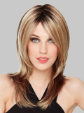 Perücke Jana Mono Lace Gisela Mayer: langes Haar, seitliche Strähne, unsichtbare Lace-Front, natürliches und dezentes Volumen