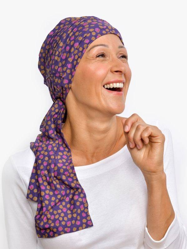Turban Liz Rosette La Vedette aus Viskose, auf Mütze befestigtes Tuch: rutschfester Halt, vielfältige Knottechniken, sanft zur K
