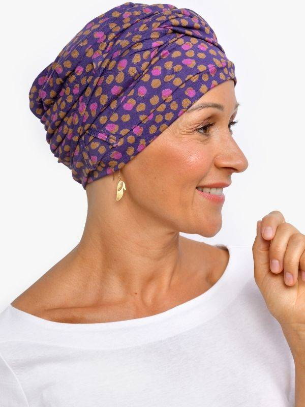 Turban Liz Rosette La Vedette aus Viskose, auf Mütze befestigtes Tuch: rutschfester Halt, vielfältige Knottechniken, sanft zur K