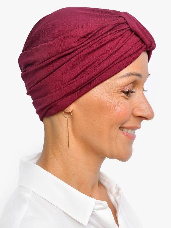 Chemo-Mütze Sophia Rosette La Vedette: Turban mit Schlaufe, natürliches Volumen, weiche und atmungsaktive Viskose, ganztägiger H
