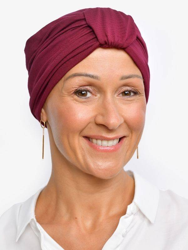Chemo-Mütze Sophia Rosette La Vedette: Turban mit Schlaufe, natürliches Volumen, weiche und atmungsaktive Viskose, ganztägiger H