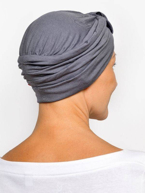 Chemo-Mütze Sophia Rosette La Vedette: Turban mit Schlaufe, natürliches Volumen, weiche und atmungsaktive Viskose, ganztägiger H