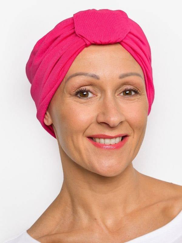 Chemo-Mütze Sophia Rosette La Vedette: Turban mit Schlaufe, natürliches Volumen, weiche und atmungsaktive Viskose, ganztägiger H