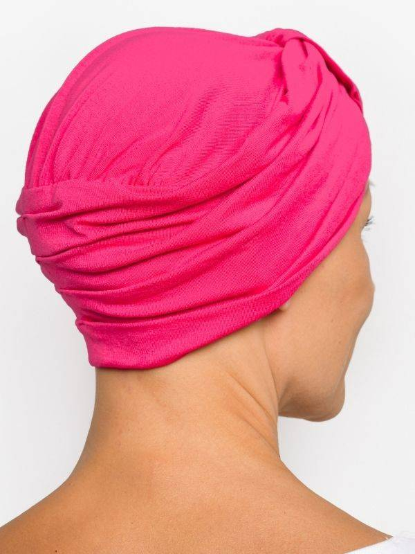 Chemo-Mütze Sophia Rosette La Vedette: Turban mit Schlaufe, natürliches Volumen, weiche und atmungsaktive Viskose, ganztägiger H