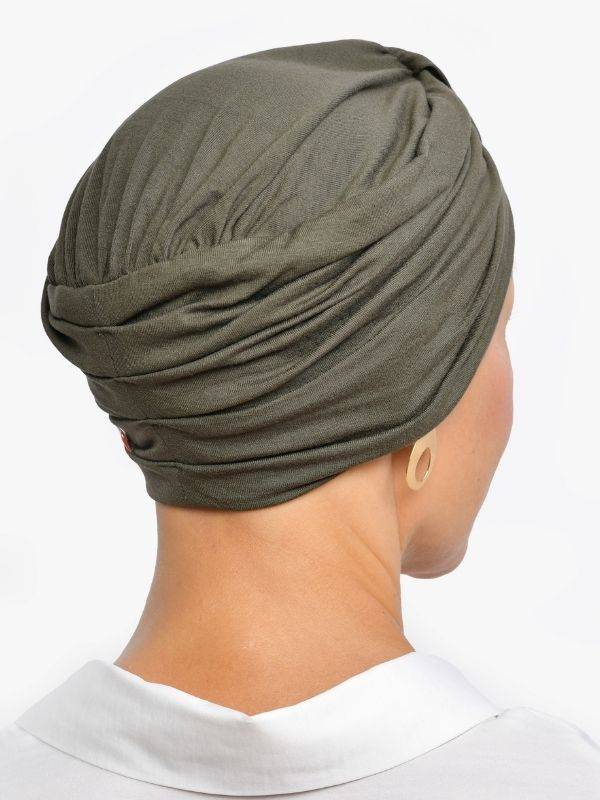 Chemo-Mütze Sophia Rosette La Vedette: Turban mit Schlaufe, natürliches Volumen, weiche und atmungsaktive Viskose, ganztägiger H