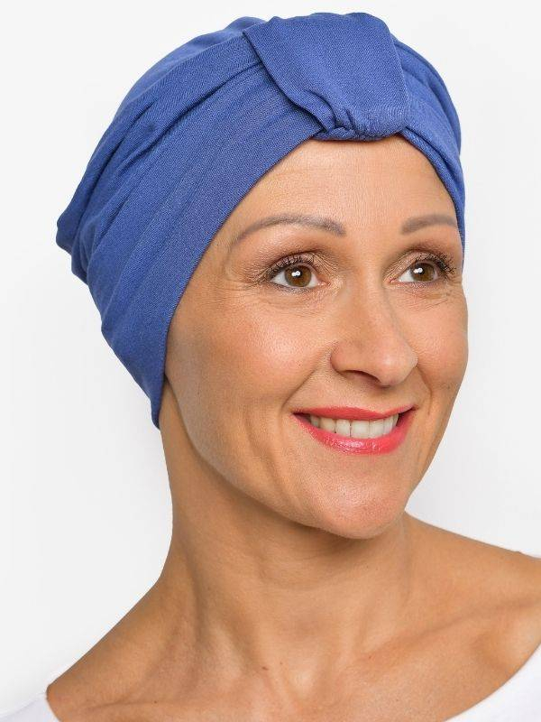 Chemo-Mütze Sophia Rosette La Vedette: Turban mit Schlaufe, natürliches Volumen, weiche und atmungsaktive Viskose, ganztägiger H