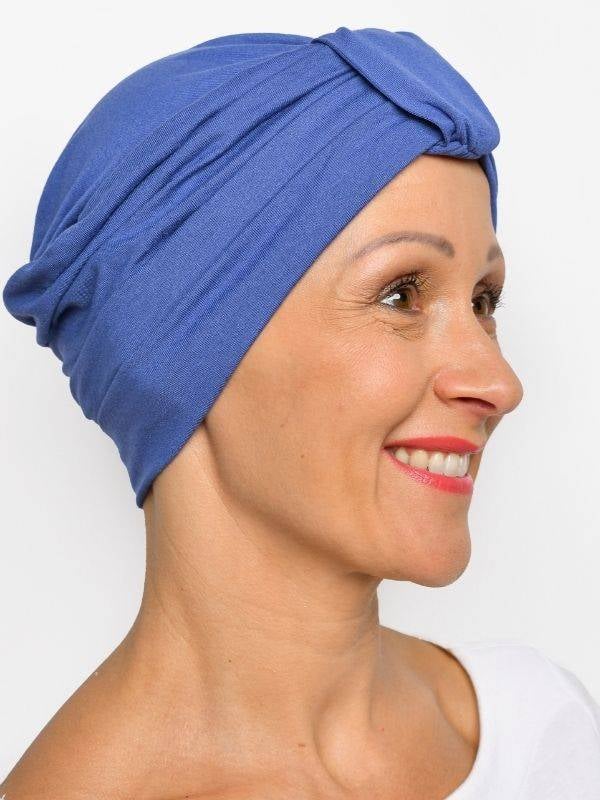 Chemo-Mütze Sophia Rosette La Vedette: Turban mit Schlaufe, natürliches Volumen, weiche und atmungsaktive Viskose, ganztägiger H