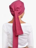 Chemo-Turban Hannah Rosette La Vedette aus luftigem Baumwollgaze, vorgeformte Basis, komfortabel und leicht zu binden