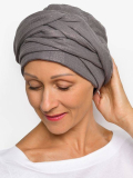 Chemo-Turban Hannah Rosette La Vedette aus luftigem Baumwollgaze, vorgeformte Basis, bequem und einfach zu binden