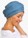 Chemo-Turban Hannah Rosette La Vedette aus luftigem Baumwollgaze, vorgeformte Basis, bequem und einfach zu binden