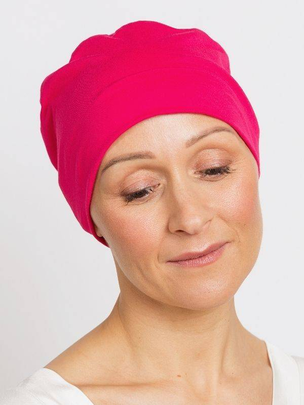 Chemo-Nachtmütze Pipa Rosette La Vedette aus Viskose, weich und atmungsaktiv, ohne Nähte und ohne Gummiband