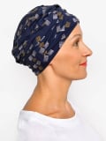 Chemo-Mütze Marlene Printed Rosette La Vedette aus Viskose, nahtlos, Volumeneffekt, sanft für empfindliche Kopfhaut