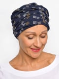 Chemo-Mütze Marlene Printed Rosette La Vedette aus Viskose, nahtlos, Volumeneffekt, sanft für empfindliche Kopfhaut