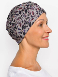 Chemo-Mütze Marlene Printed Rosette La Vedette aus Viskose, nahtlos, Volumeneffekt, sanft für empfindliche Kopfhaut