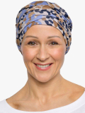 Chemotherapie-Mütze Marlene Printed Rosette La Vedette aus Viskose, nahtlos, Volumeneffekt, sanft zur empfindlichen Kopfhaut