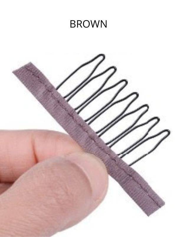 Einnähkämme x4 für Perücke oder Haarverdichter: rutschfeste Zähne, komfortabler Halt, verschiedene Farben passend zur Mütze