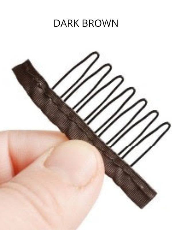 Einnähkämme x4 für Perücke oder Haarverdichter: rutschfeste Zähne, komfortabler Halt, verschiedene Farben passend zur Mütze