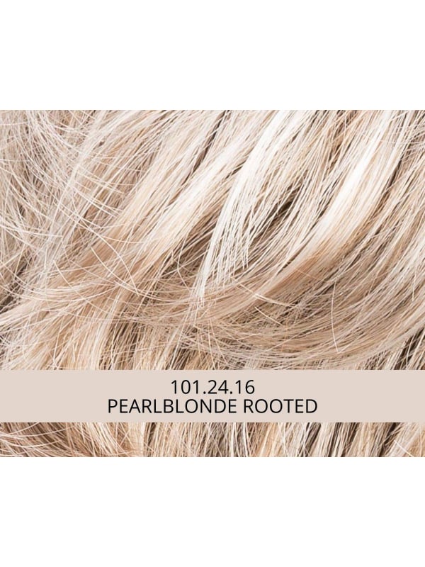 Perücke Raise rooted mix: kurzer, ausgedünnter Stufenschnitt, leichtes Volumen und dunkler Ansatzeffekt für ein natürliches Erge