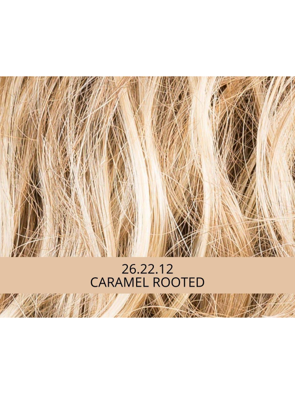 Perücke Turn Mono Part: kurzer lockiger Schnitt, natürliches Volumen, Rooted-Effekt (dunkle Ansätze) oder Mix-Effekt (Balayage).