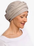 Chemo-Turban Hannah Rosette La Vedette aus luftiger Baumwollgaze, vorgeformte Basis, bequem und leicht zu knoten
