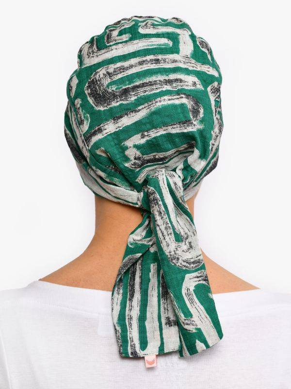 Chemo-Turban Audrey Rosette La Vedette, wendbares Halstuch aus Baumwolle-Viskose, bequem und atmungsaktiv, einfache Knotentechni