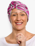 Chemo-Turban Audrey Rosette La Vedette, wendbares Halstuch aus Baumwolle-Viskose, bequem und atmungsaktiv, einfache Knotentechni