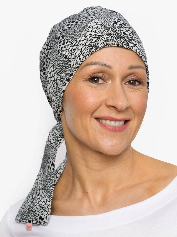 Chemo-Turban Audrey Rosette La Vedette, wendbares Halstuch aus Baumwolle-Viskose, bequem und atmungsaktiv, einfache Knotentechni