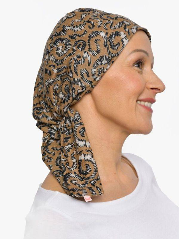 Chemo-Turban Audrey Rosette La Vedette, wendbares Halstuch aus Baumwolle-Viskose, bequem und atmungsaktiv, einfache Knotentechni