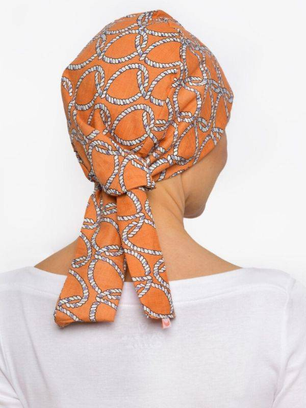 Chemo-Turban Audrey Rosette La Vedette, wendbares Tuch aus Baumwolle-Viskose, komfortabel und atmungsaktiv, einfache Knotung im 