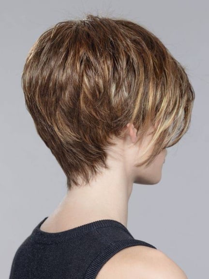 Disc Mono Part Perücke - asymmetrischer Schnitt mit dunklen Wurzeln und Balayage