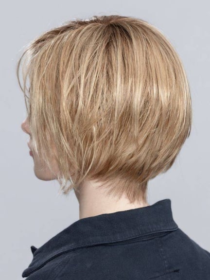Trage Talia Mono Part - kurzes Quadrat mit offenem Hals, Rooted Effekt und Mix Glanzlichter