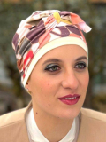 Turban Elsa MM Paris zweifarbig aus Bambusfaser, leicht, UV-Schutz und hypoallergen, dezenter und atmungsaktiver Tragekomfort.