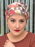 Turban Nadia MMParis zweifarbig: weiche gefaltete Mütze mit Bindeband, sommerlicher und komfortabler Stil