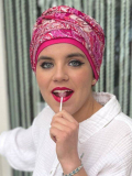 Turban Nadia MMParis zweifarbig: weiche gefaltete Mütze mit Bindeband, sommerlicher und komfortabler Stil