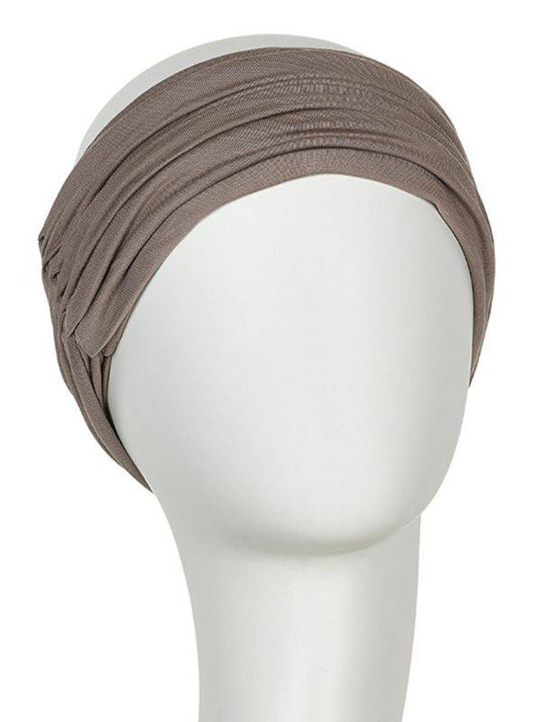 Bandeau Karma aus gefaltetem Bambus: voluminöser Effekt, weich, leicht und atmungsaktiv, zu tragen über Turban oder Haaren.