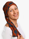 Turban Liz Rosette La Vedette aus Viskose, Tuch auf Mütze fixiert: rutschfester Halt, mehrere Knüpfmöglichkeiten, sanft für die 