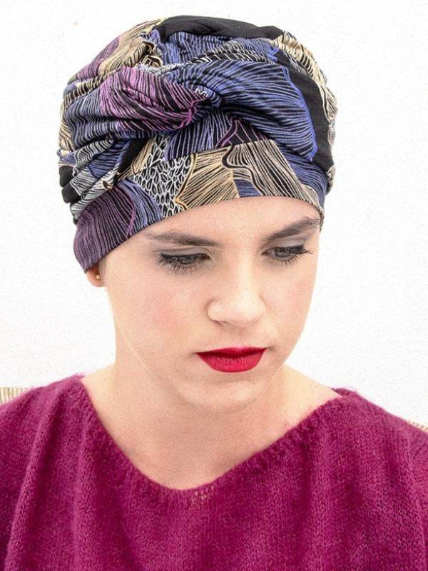 Turban Adele Imprimé MMParis aus Bambusfaser, leicht, weich und atmungsaktiv, für zu Hause oder für Ausflüge