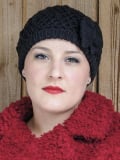 Damen-Béret Sofia MM Paris aus weichem Akriltrikot mit Blume, ideal für den Winter