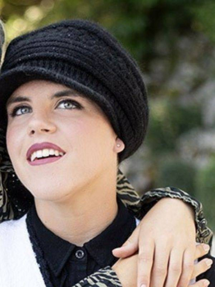 Mütze Alicia MM Paris – Wolle, Angora und Pailletten, natürliche Farben