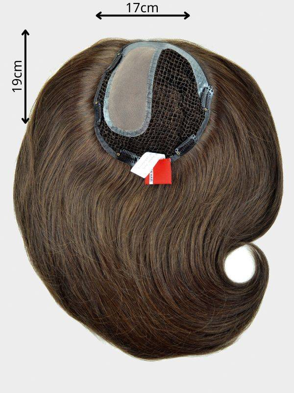 Volumateur Luxery Top Filler Lace: gewellter Topper 100% Remy Hair 40 cm, Basis 18x19 cm Monofilament, Befestigung 4 Clips