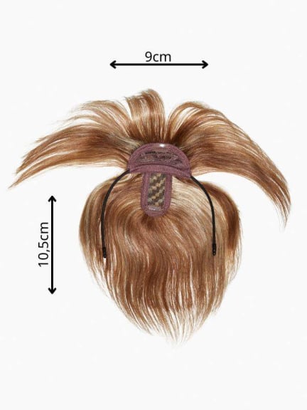 Magic Pony HH – Natürliche Ponyfranse 20 cm (Bernstein Mix) auf Mannequin