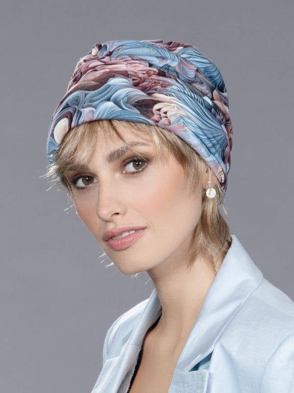 Chemo-Turban Meral Ellen Wille, leicht anzuziehende Mütze mit femininen Mustern, ideal während der Chemo- oder Strahlentherapie,