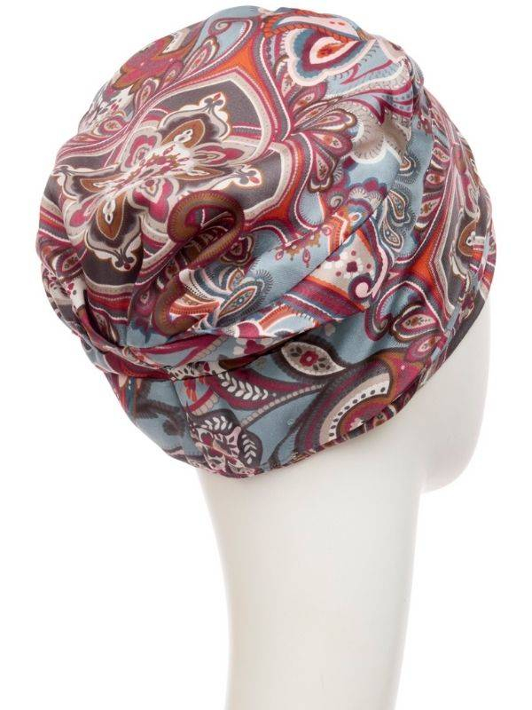 Boho Haute Couture Christine Headwear Mütze mit Seidenstirnband zum Knoten, ultra weich und elegant