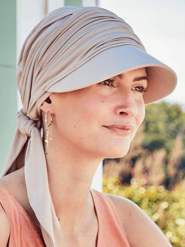 Mütze Briana Cap aus Bambus UPF 50+ Christine Headwear, breite Krempe und Knotenbänder für empfindliche Kopfhaut