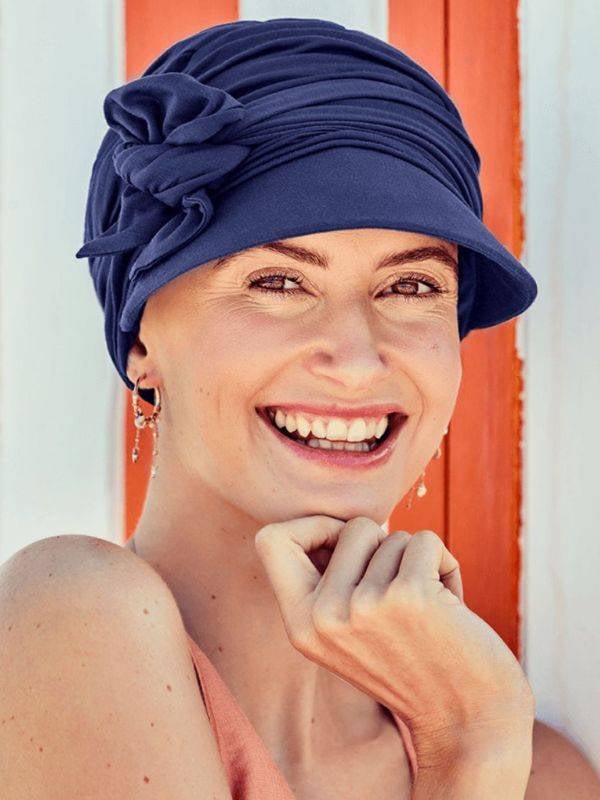 Mütze Briana Cap aus Bambus UPF 50+ Christine Headwear, breite Krempe und Knotenbänder für empfindliche Kopfhaut