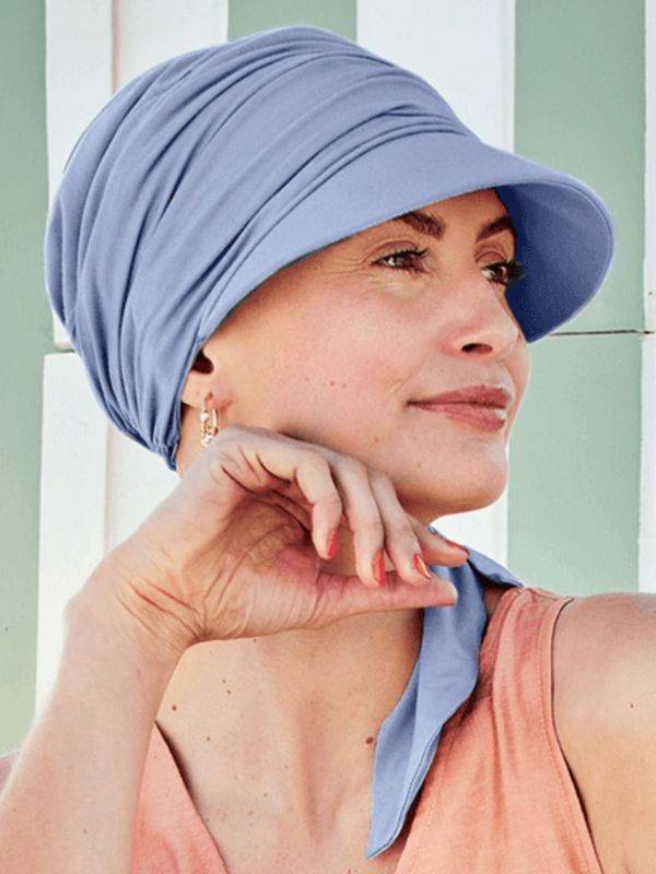 Mütze Briana Cap aus Bambus UPF 50+ Christine Headwear, breite Krempe und Knotenbänder für empfindliche Kopfhaut